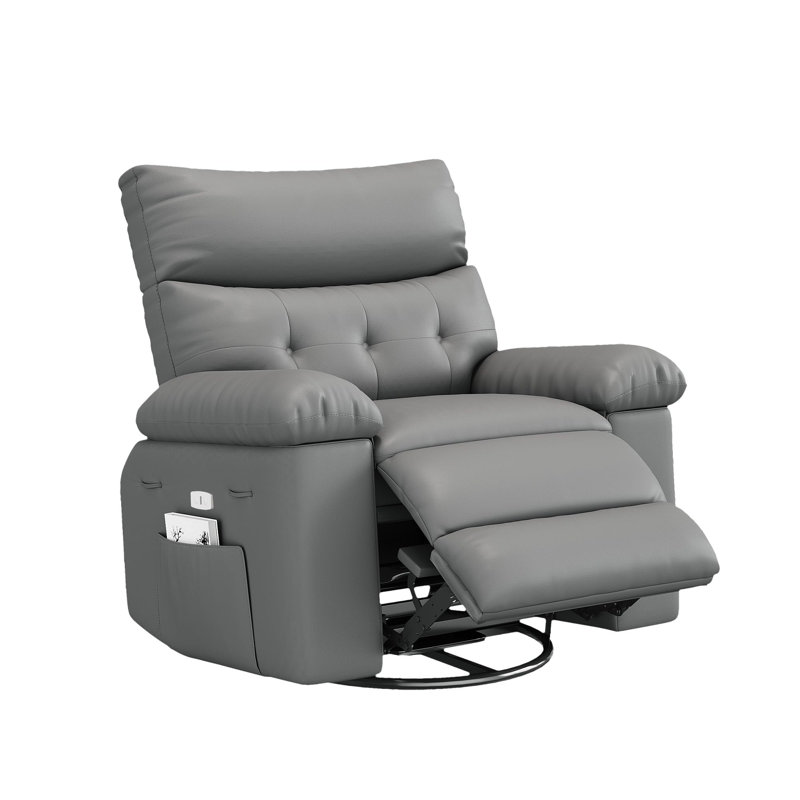 37.4" Wide Oversized Recliner Chair, PU Leather Manual Recliner with 1.5X Sponge Filling, Grey