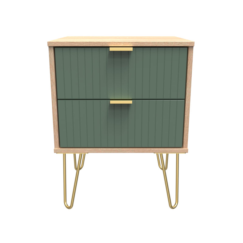 Beranda 45cm W Manufactured Wood Bedside Table, Labrador Green/Bardolino Oak
