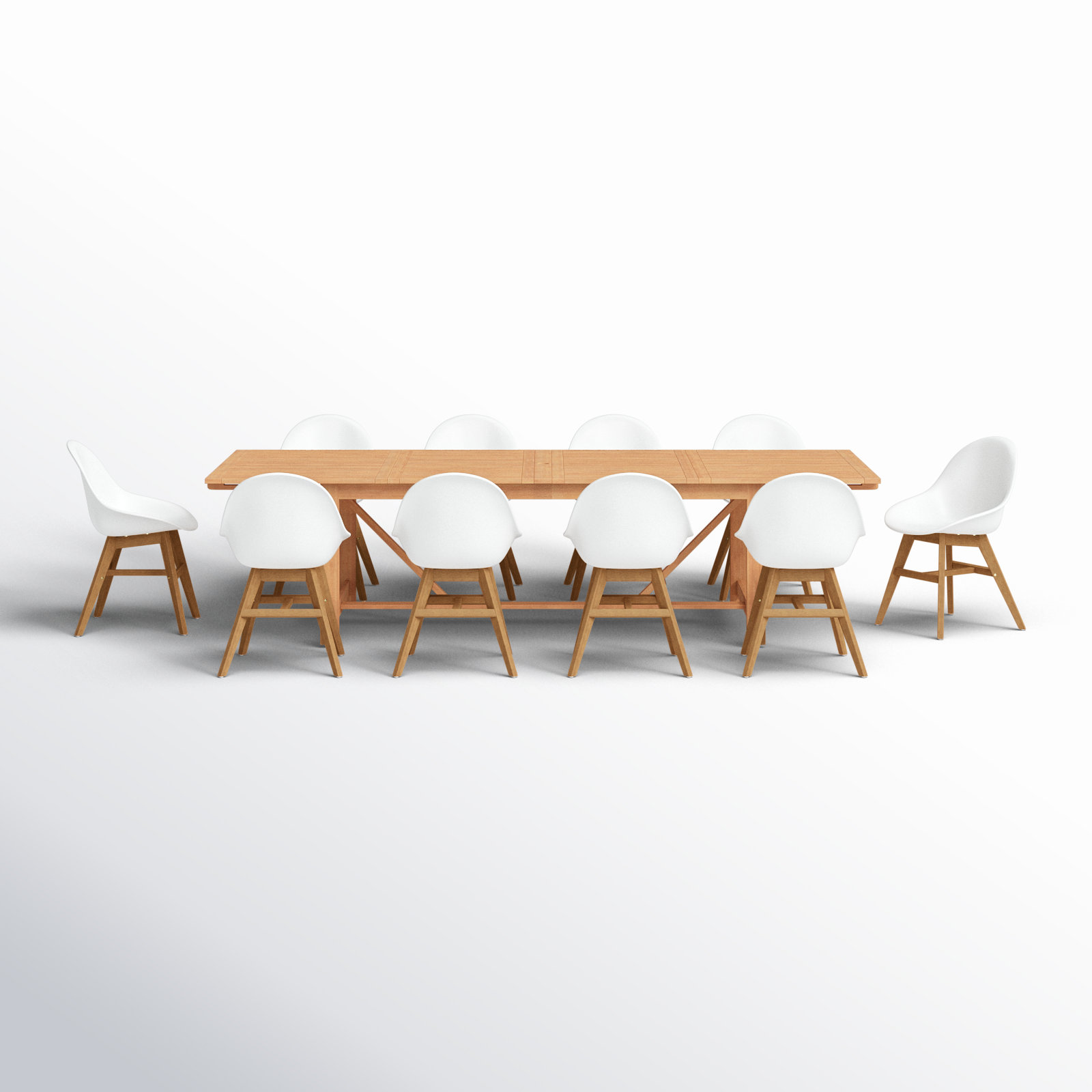 Anautica 118'' Rectangular 10 - Person Outdoor Dining Set, Teak Finish