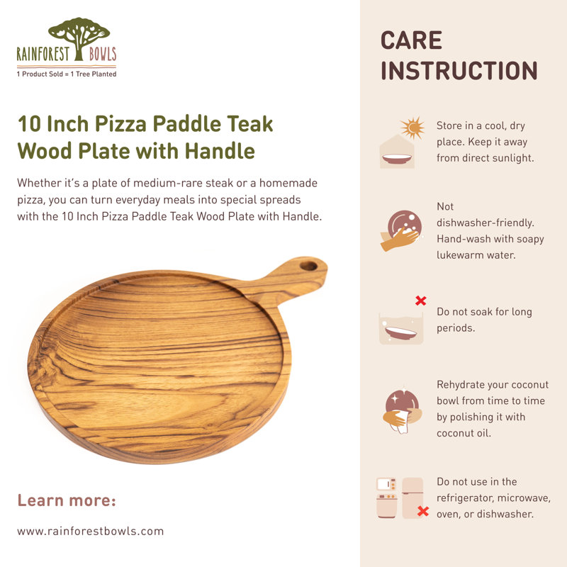 Rainforest Bowls Teak Wood Pizza Peel