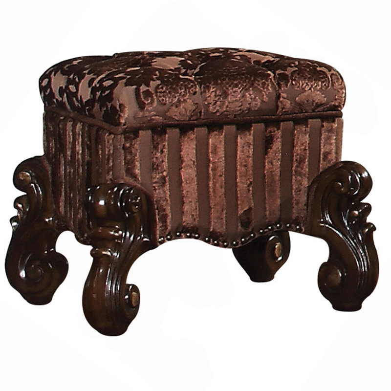 Vanity Stool With Nailhead Trim, Espresso, Brown