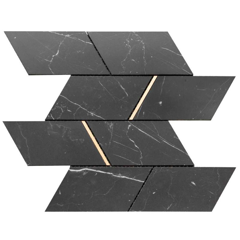 Stately Avenue 11" x 12" Porcelain Marble Look Tile, Marquina Black