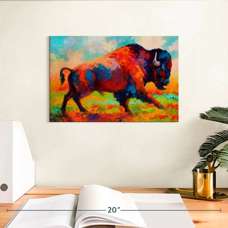 Brampt Bison Running Free, 8" H x 12" W