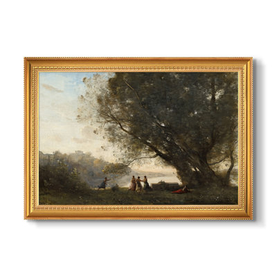 Custom Framed Masterpiece " Dance Under The Trees At The Edge Of The Lake, C. 1865-1870-Jean-Baptiste " by Jean-Baptiste-Camille Corot