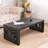 47.2" Solid Black Carved Wood Coffee Table