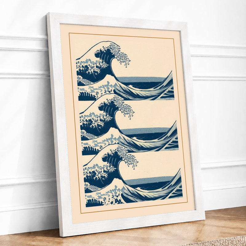 Great Wave Triptych Japandi - Print, A4 - 29.7 x 21.0 cm, White