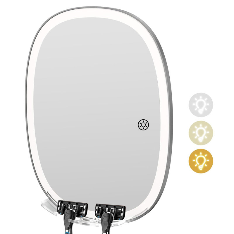 Miroir de douche mural anti-buée Fogless, Gris