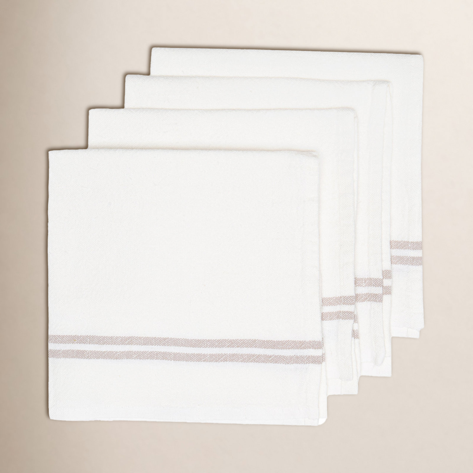 Reversible Linen Napkin, Ivory/Gray