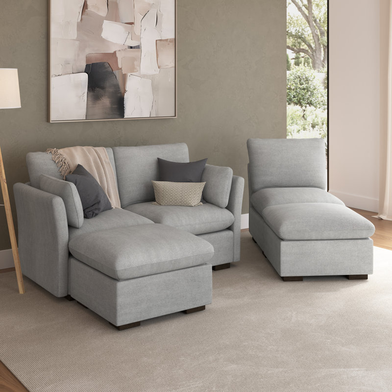 Méridienne modulaire 3 places Stedman, Polyester gris tourterelle