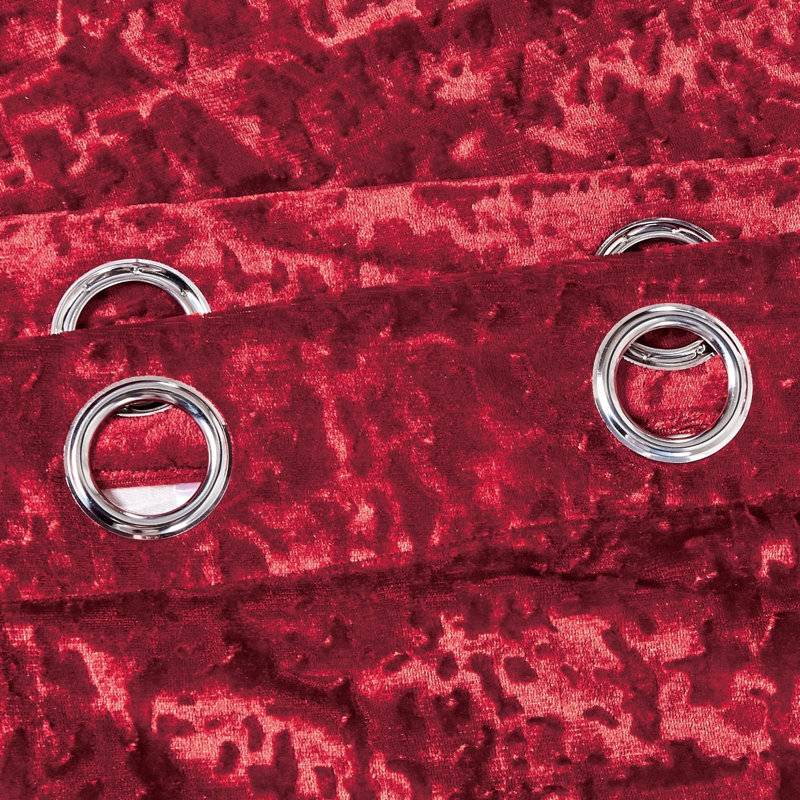 Velvet Semi Sheer Curtain Panel Pair, 117cm Width x 137cm Drop, Red