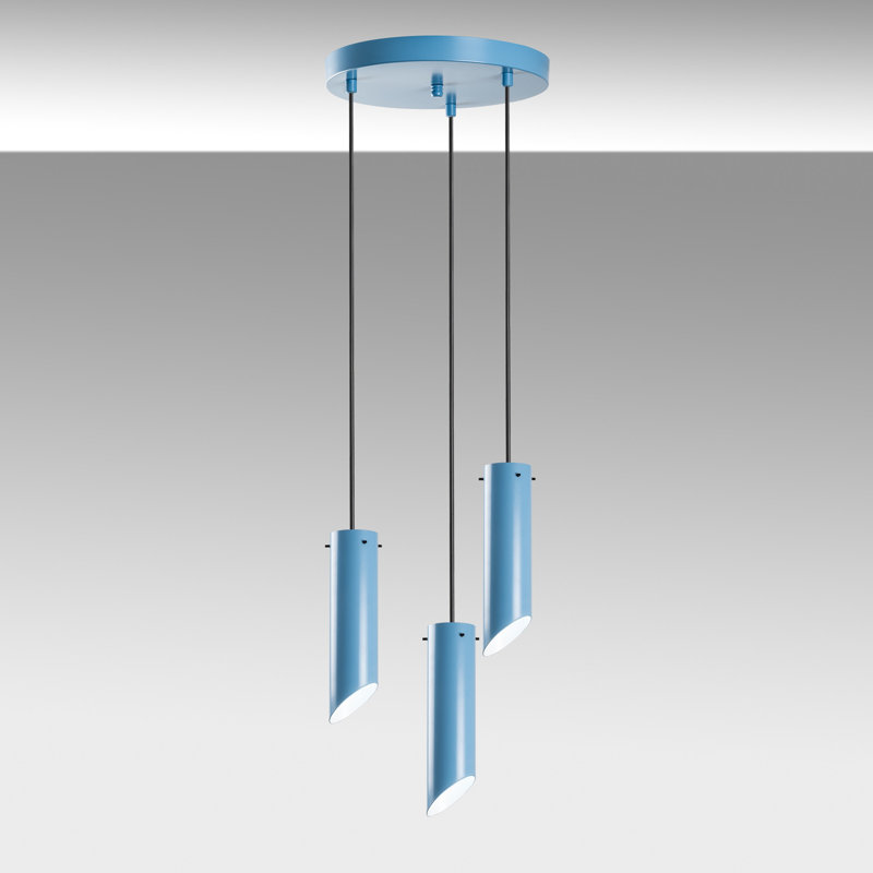 Elegant Light Blue Chandelier with Adjustable Height, Metal Body, 15.7 in Diameter | 3 x E27 Socket (Max 40W), Total Height: 29.5 - 44.9 in | Stylish Lighting Fixture for Living Room, Dining Room & Entryway