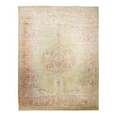 Wool Floral Area Rug in Beige