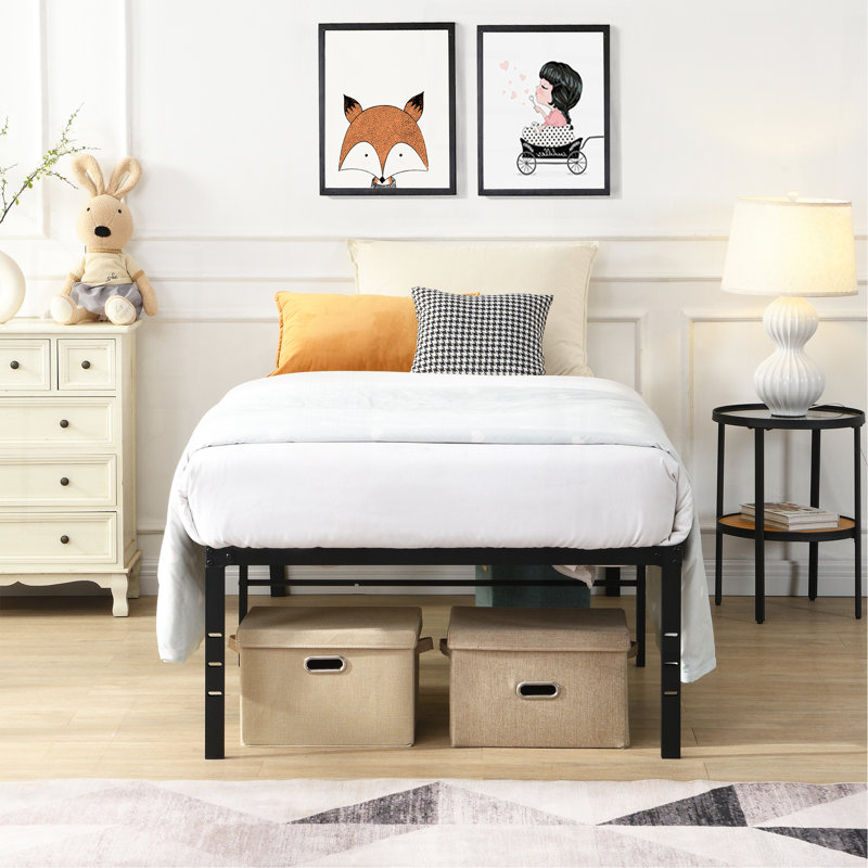Twin Size Bed Frame , Heavy Duty Metal Bed Frame , Quick & Easy Assembly, No Noise, Blacktwin, Twin