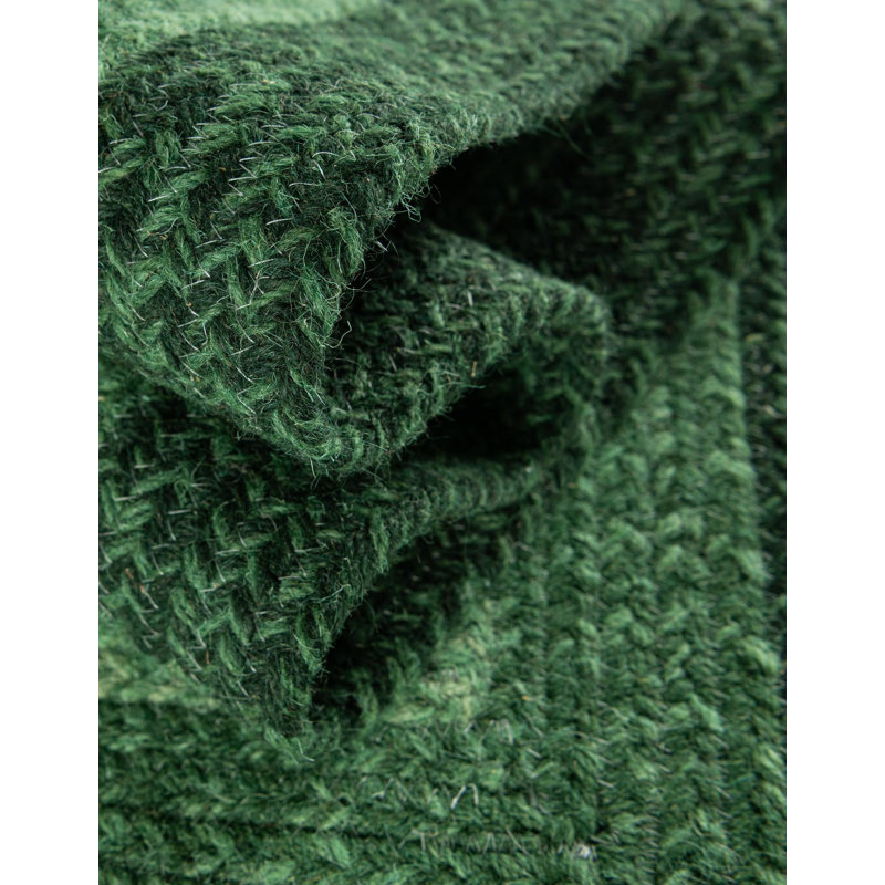  Ombre Hand Braided Wool Rug, Runner 2'7" x 8', Green