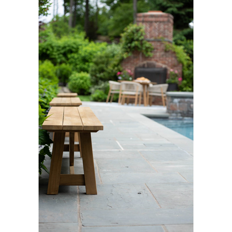 Lakewood Outdoor Teak Dining Bench, Natural