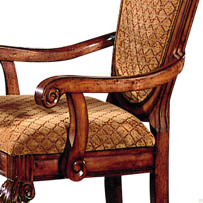 Chaises avec accoudoirs beige et cerisier avec dossier arqué (ensemble de 2)