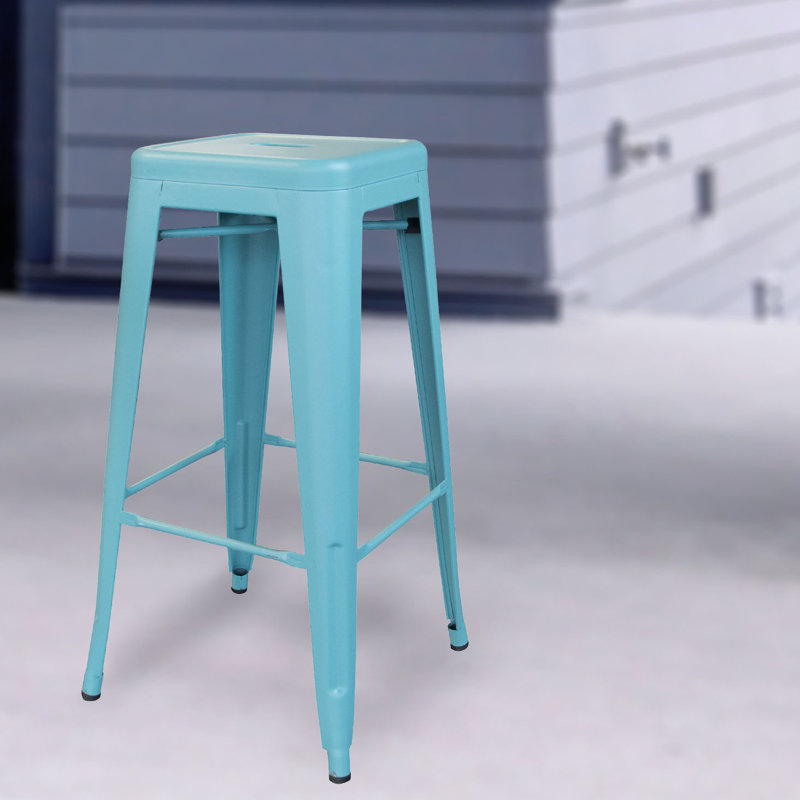 Tabouret bar et de comptoir Itzia, Bleu sarcelle, Tabouret de bar (assise de 30 po de hauteur), 3