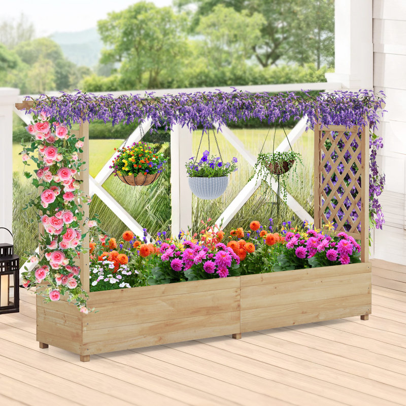 Wood Planter Box, Beige