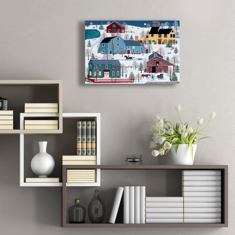 «Winter Evening Fun» par Susan Henke, art en verre acrylique Wal Art, H 16 po x l 24 po x P 0,2 po