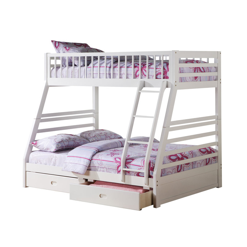 Edgin Kids Bunk Bed, White, Twin Over Full