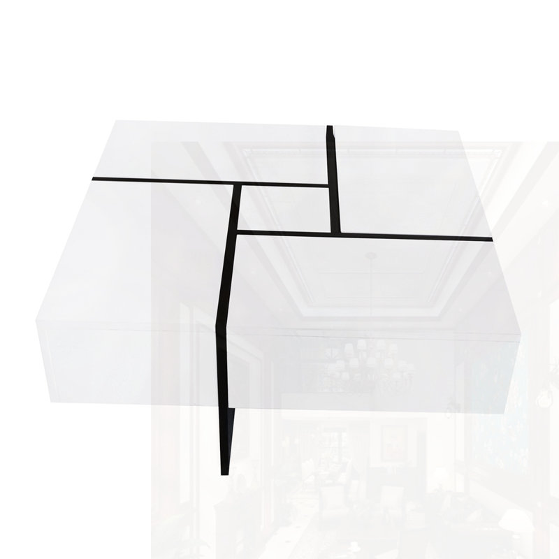 Table basse au design unique, Blanc/Noir, Blanc