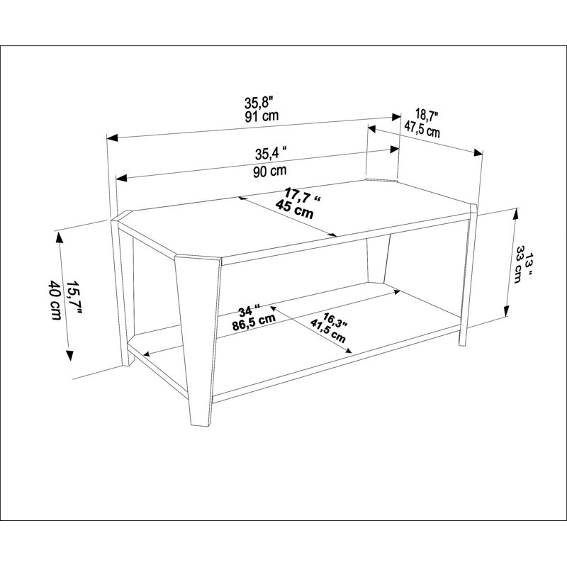 Table basse, Noyer / travertin