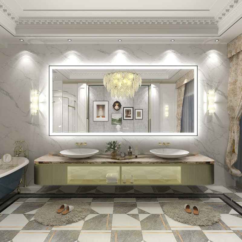 Aevar UL Certified Front & Back LED Anti-Fog Tempered Glass Framed Bathroom/Vanity Mirror with 3-Year Warranty, 84" x 40"