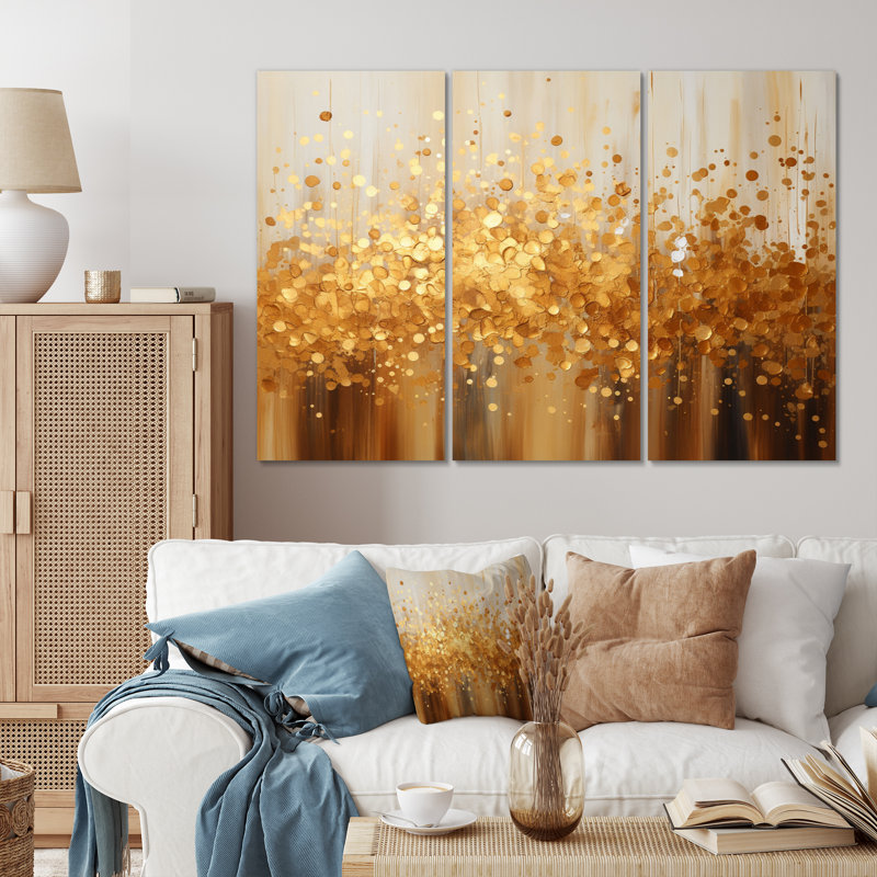 Golden Radiance II sur toile, 3 pièces, H 28 po x l 36 po