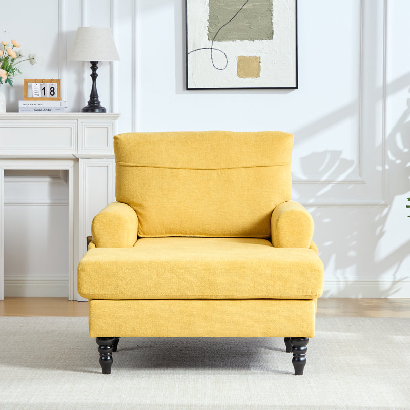 Chaise longue rembourrée 38,2 po, Jaune