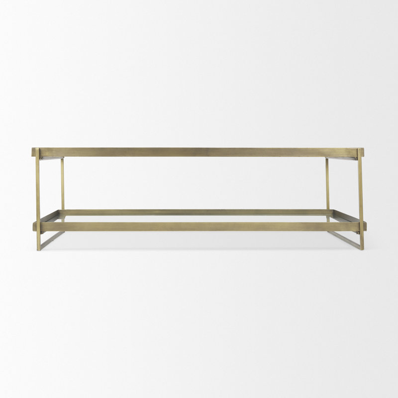 Trey Glass Top Single Coffee Table, Gold