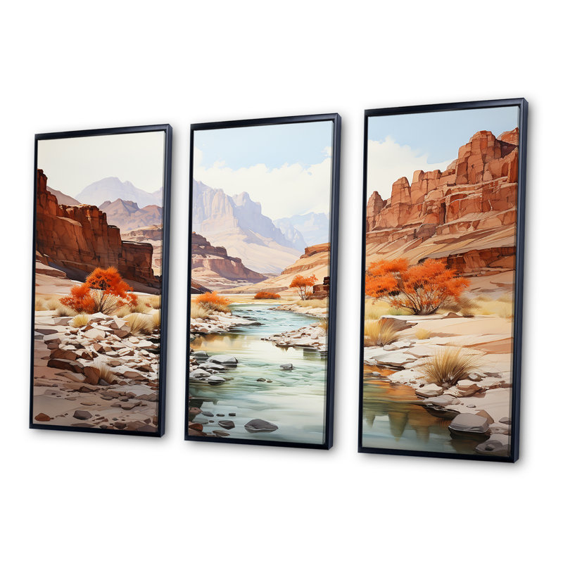 Ensemble de salon Minimalisme Canyon Country Side - Canyon Wall Art, Cadre flottant noir, H 40 po x l 60 po x P 1 po