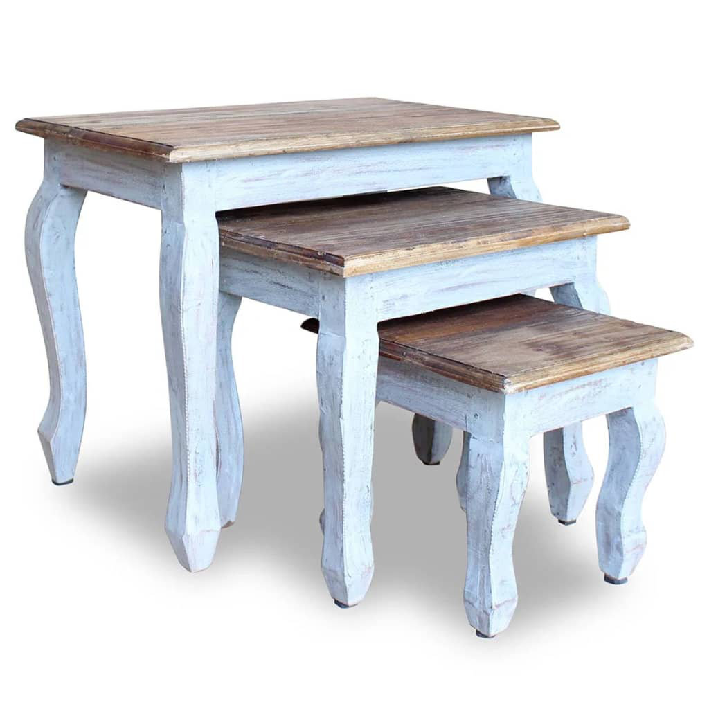 Gracie Oaks Nesting Table Set 3 Pieces Solid Reclaimed Wood | Wayfair
