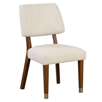 Chaise d'appoint de salle à manger de style moderne Mid-Century 2pc avec pieds dorés, bords ronds doux et finition noyer