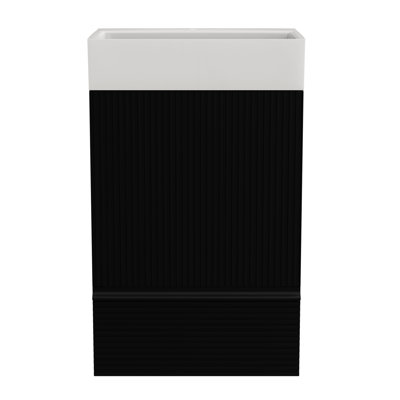 Matt Black Bathroom Cabinet Vanity - Freestanding With Ceramic Sink And Structure Chic Smooth Operation
