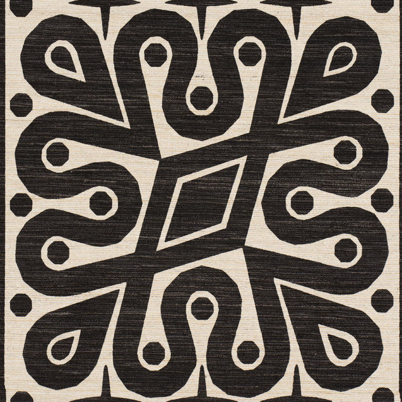 Tissu en soie Celerie Kemble Borneo, Noir