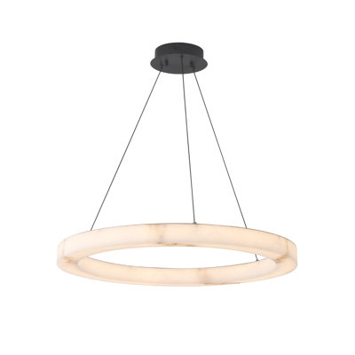 Modern Faux Alabaster Ring LED Pendant Light with Warm Halo Round Light Dimmable