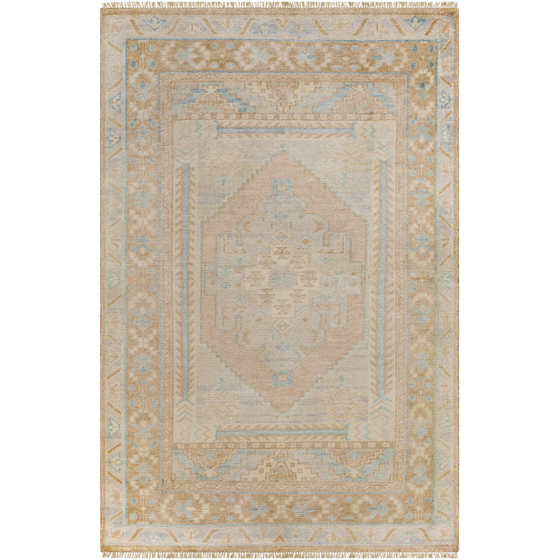 Tapis bleu / noué à la main Yanna, Rectangle 2 pi x 3 pi