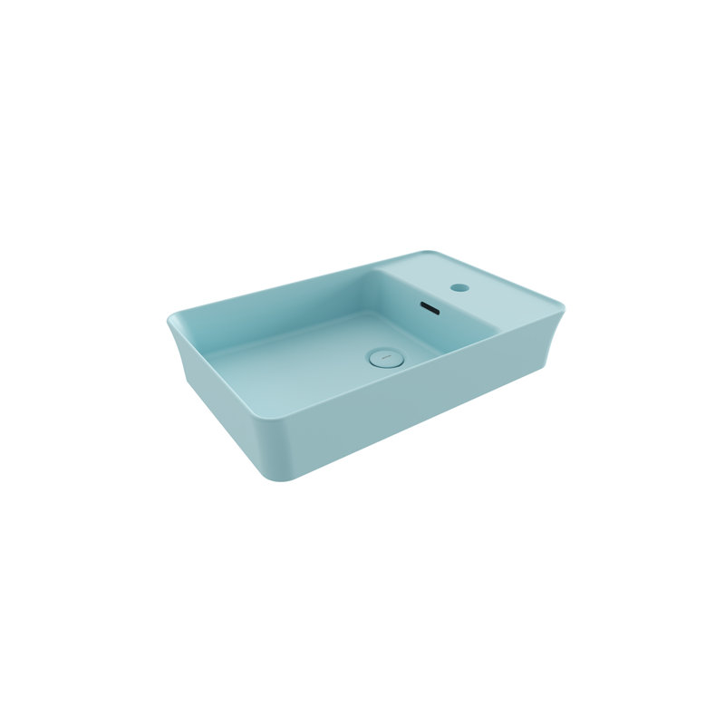 Sottile Slim Line Countertop Basin - 64x40cm 1TH, Matte Ice Blue