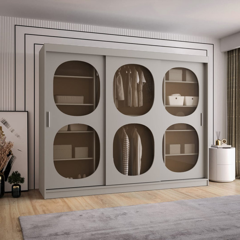 Sylina 3 Door Manufactured Wood Wardrobe, Cashmere