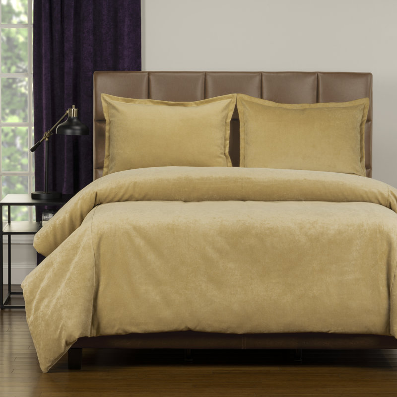 Polyester Channel Duvet Cover & Insert, King Duvet Cover + 2 Shams, Old Gold