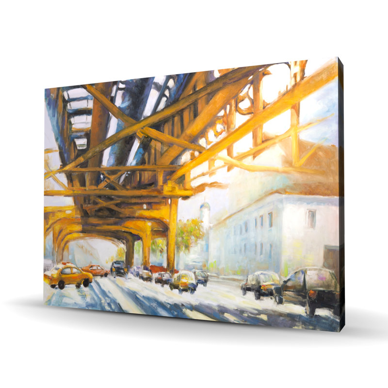 Trafic under the bridge - Blue Bridge Canvas for Home Decor