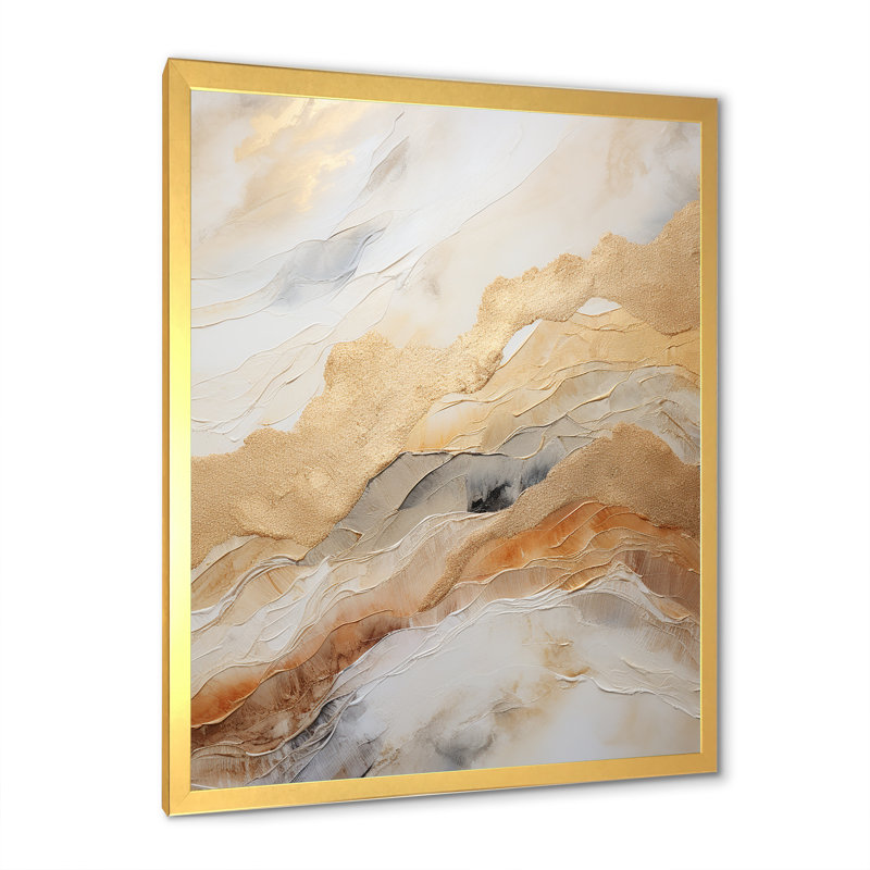 «Gold White Marble Geode Magic I», reproduction d'art sur toile abstraite_106508, H 32 po x l 24 po x P 1 po