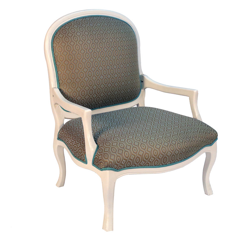 Fauteuil de 31,5 po de largeur Brenford, Polyester vert foncé, Blanc