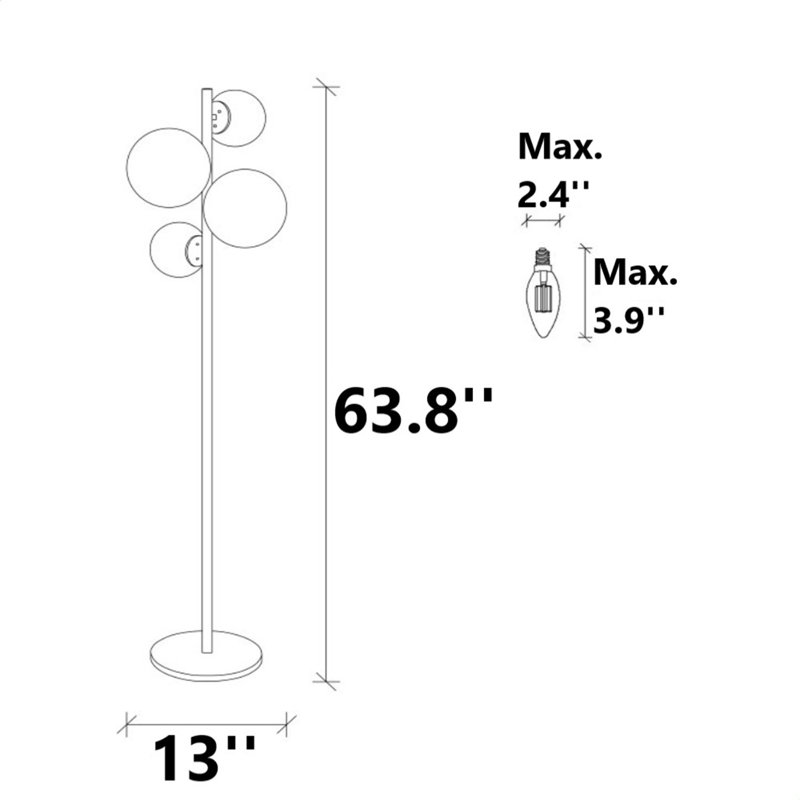 Ohale 63.78'' Gold Tree Floor Lamp