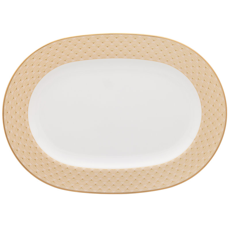 Plateau ovale doré Noritake Trocadero, 14 po, Doré, L 14 po x L 10 po x H 1,25 po