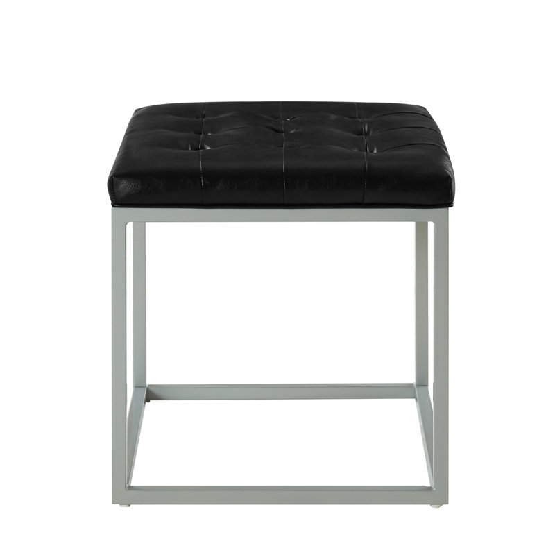 Repose-pieds 18 po gris, Similicuir noir