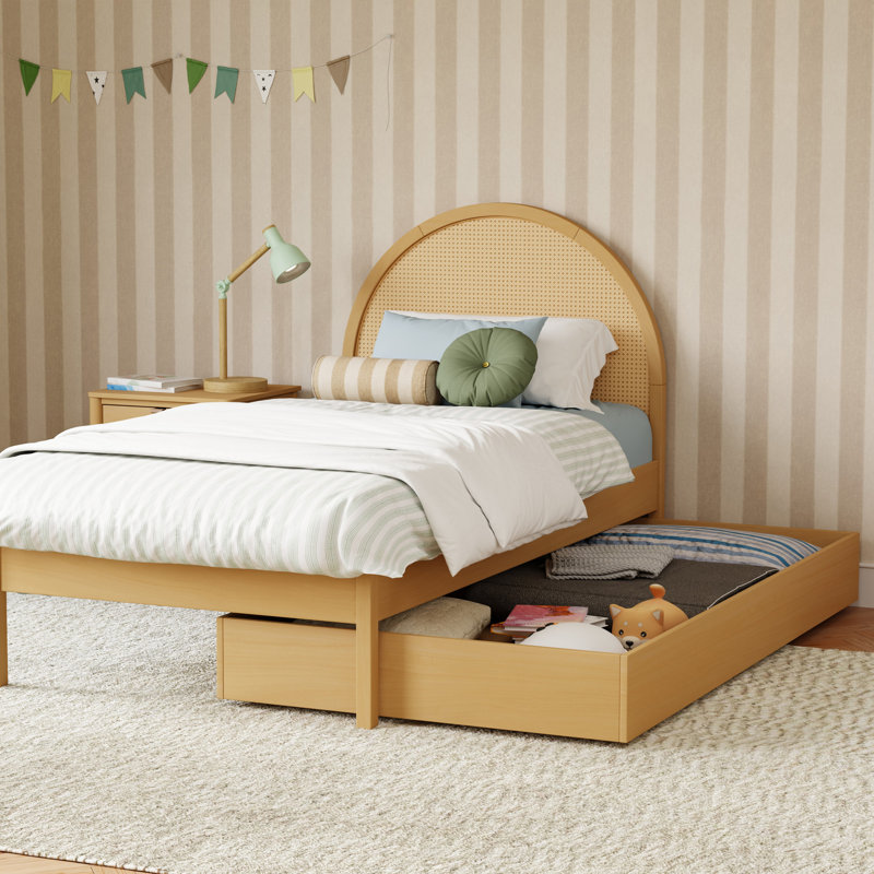 Twin Storage Trundle Bed, Honey