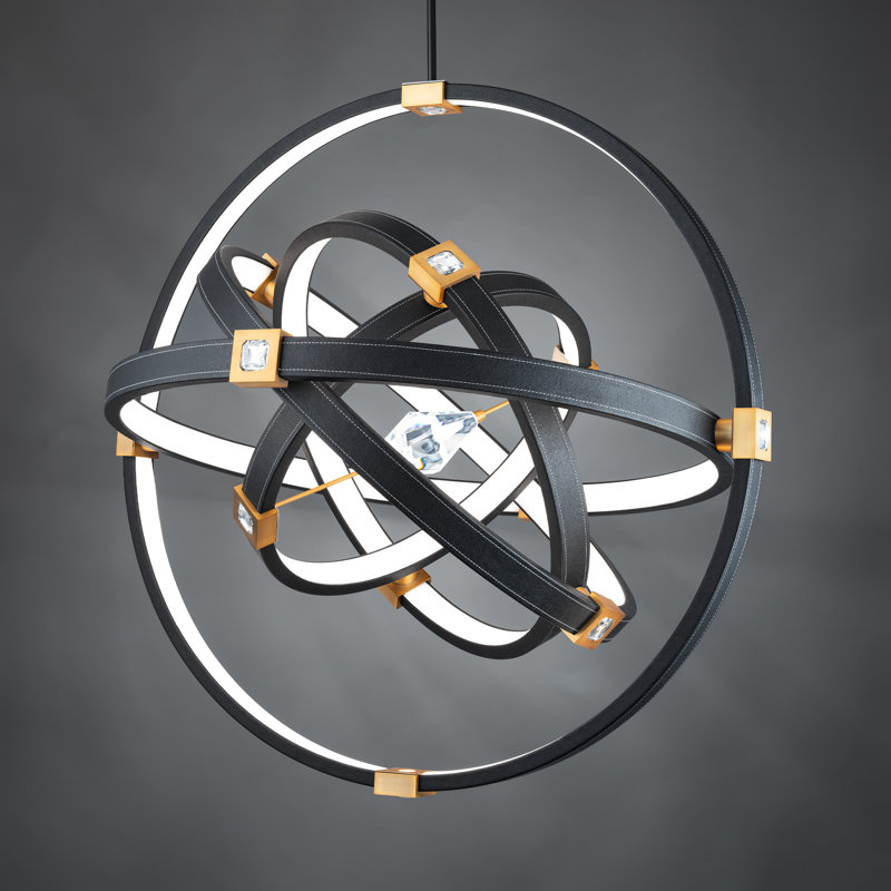 Atomic 5 - Light LED Unique/Statement Pendant, Black/Aged Brass