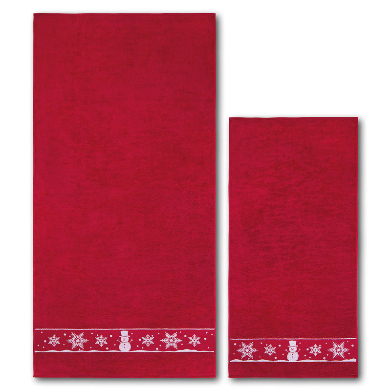 Snowman 3 Piece Towel Bale, Garnet