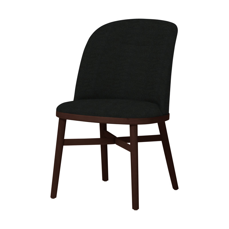 Bund Upholstered Dining Chair, Dark Brown Oak, Newcastle Black New 65